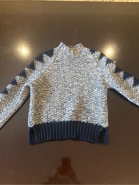 Victoria Beckham Two-Tone Gray and Black Textured Turtleneck Sweater